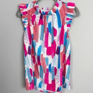 UNBRANDED | NEW Multicolor Ruffle Trim Blouse Sleeveless Women’s Size Medium